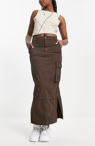 ASOS Design + Cargo Twill Maxi Skirt