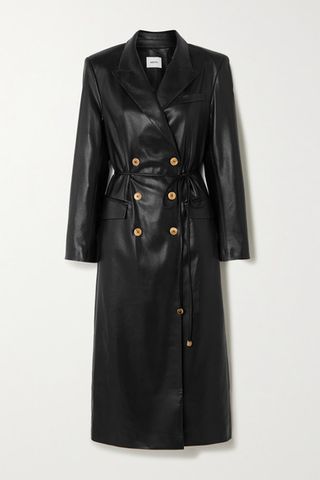 Nanushka + Malina Belted Vegan Leather Trench Coat