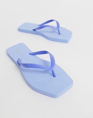 ASOS Design + Fan Square Toe Flip Flops