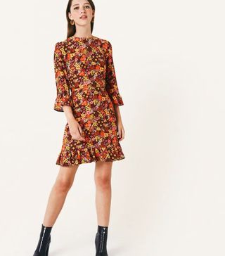 Nobody's Child + Brown and Yellow Floral Fleur Mini Dress
