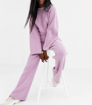 ASOS + Ribbed Co-Ord in Purple