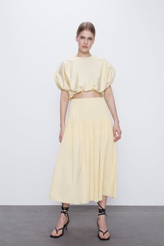 Zara + Panel Pleated Skirt