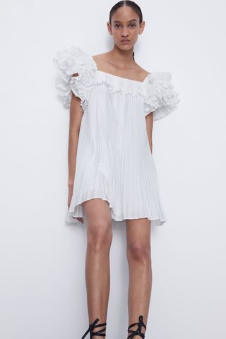 Zara + Pleated Ruffled Dress