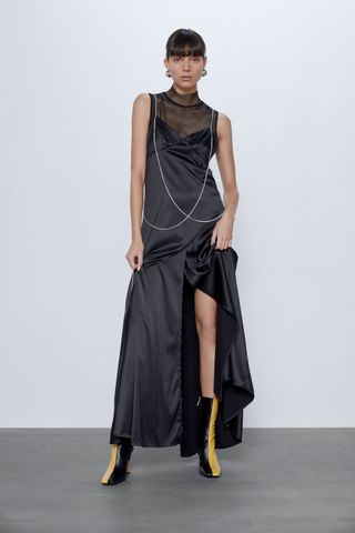 Zara + Slip Dress With Chains
