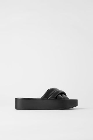 Zara + Padded Flatform Leather Sandals