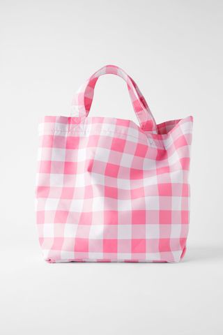 Zara + Checkered Tote Bag