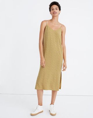 Madewell + Side-Slit Slip Dress in Cutout Blooms