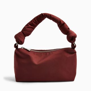 Topshop + Burgundy Knot Nylon Shoulder Bag