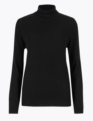 Marks and Spencer + Pure Cashmere Roll Neck Jumper