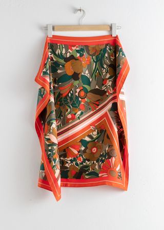 & Other Stories + Satin Floral Stripe Scarf