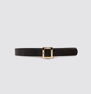 Zara + Leather Belt With Square Buckle