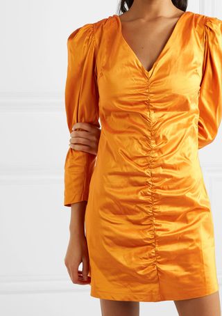 Avavav + Ruched Silk-Charmeuse Mini Dress