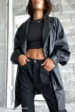 Urban Outfitters + Nadia Faux Leather Car Coat