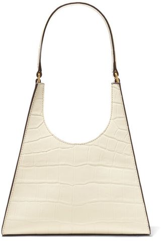 Staud + Rey Croc-Effect Leather Shoulder Bag