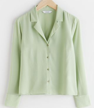 & Other Stories + V-Cut Silk Button Up Blouse