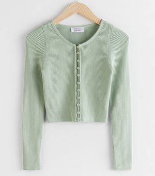 & Other Stories + Ribbed Cropped Cardigan Top