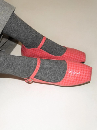 Flat Apartment Circle + Ballet Toe Mary Jane Flats Pink Houndstooth