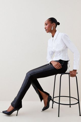 Karen Millen + Leather and Ponte Skinny Trousers