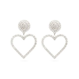 Alessandra Rich + Open Heart Crystal Earrings