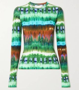 Marcia + Tie-Dyed Stretch-Jersey Top