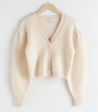 & Other Stories + Waffle Knit Wool Blend Cardigan