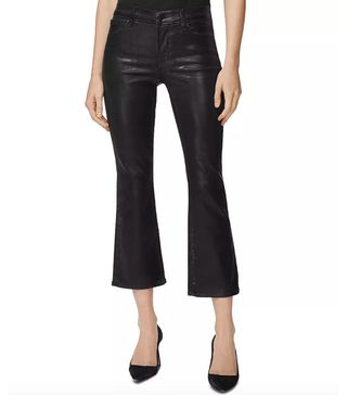 J Brand + Selena Coated Cropped Bootcut Jeans in Galactic Black