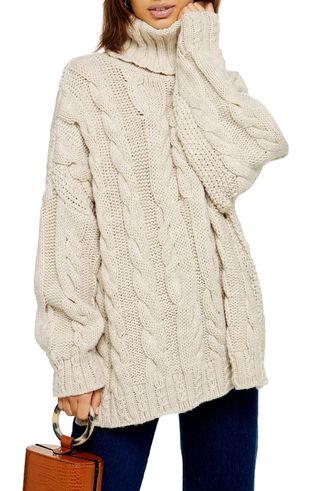 Topshop + Chunky Cable Turtleneck Sweater