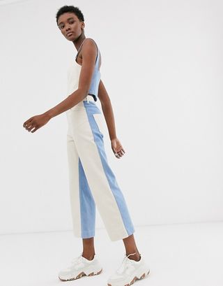 ASOS White + Bi-Color Denim Two-Piece Cropped Jean