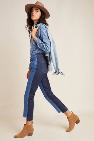 Closed + Glow Colorblocked High-Rise Straight Jeans