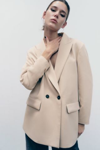 Zara + Double-Breasted Oversized Blazer