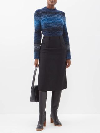 Chloé + Belted Virgin Wool-Twill Midi Skirt