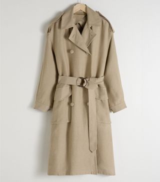 & Other Stories + Belted Linen Blend Trench Coat