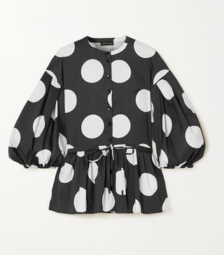 Stine Goya + Net Sustain + Ferrah Tie-Detailed Polka-Dot Mikado Blouse