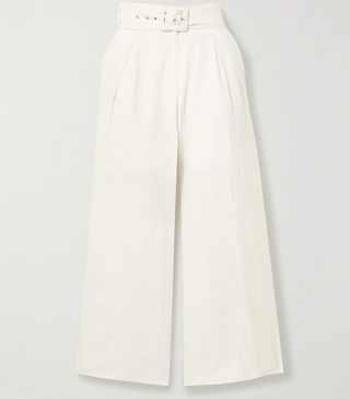 Faithfull the Brand + Lena Belted Linen Wide-Leg Pants