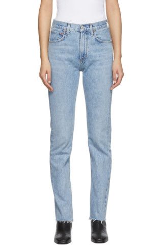 Agolde + Blue Ceerie High Rise Straight Fit Jeans
