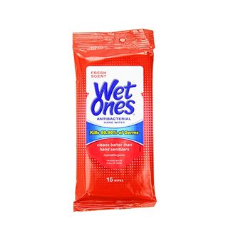 Wet Ones + Wipes for Hands and Face, 20 Count Travel Pack (Pack of 5)