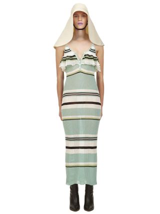 Self-Portrait + Mint Multi Stripe Knit Cami Dress