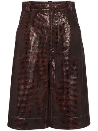 Ganni + Snake Print Shorts