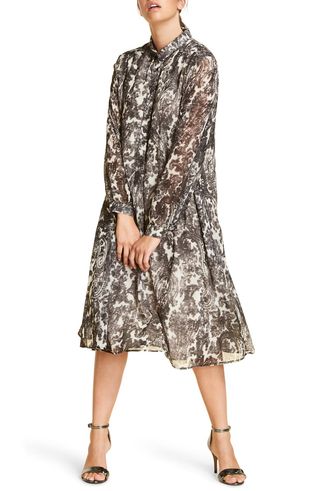 Marina Rinaldi + Damiere Print Georgette Dress