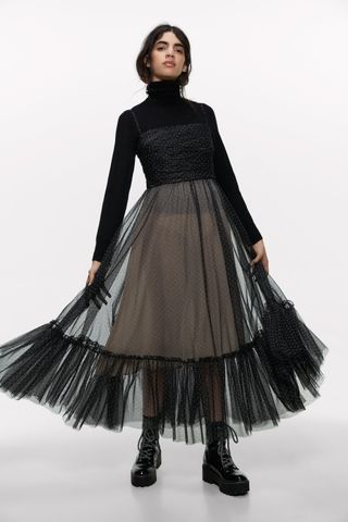 Zara + Long Tulle Dress