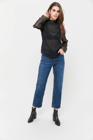 Urban Outfitters + Catherine Sheer Chiffon Mock Neck Blouse
