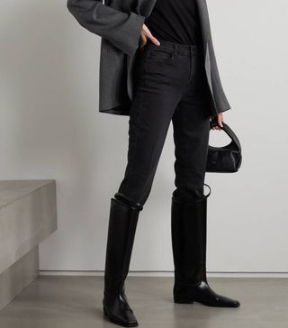 L'Agence + Sada Frayed Cropped High-Rise Slim-Leg Jeans
