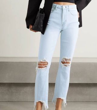 L'Agence + High Line Distressed High-Rise Skinny Jeans