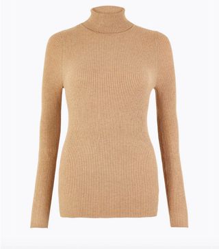 Marks and Spencer + Ribbed Polo Neck Jumper