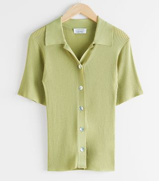 & Other Stories + Fitted Button Up Ribbed Shirt