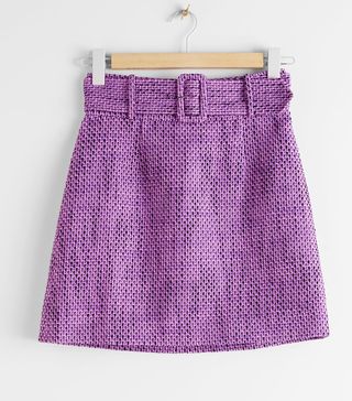 & Other Stories + Belted Tweed Mini Skirt