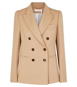 Chloé + Camel Double-Breasted Wool-Blend Blazer