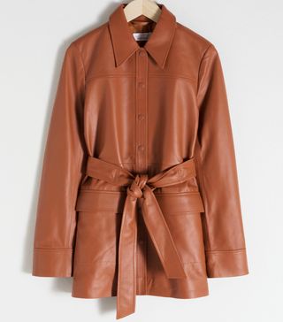 & Other Stories + Belted Workwear Leather Jacket