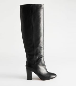 & Other Stories + Chrome Free Tanned Leather Knee High Boots