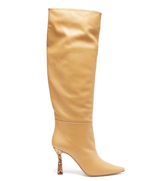 Wandler + Lina Snake Print-Heel Knee-High Leather Boots
